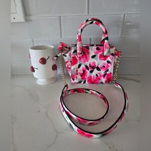 Kate Spade Floral Pink Mini Crossbody Bag with Gold Chain